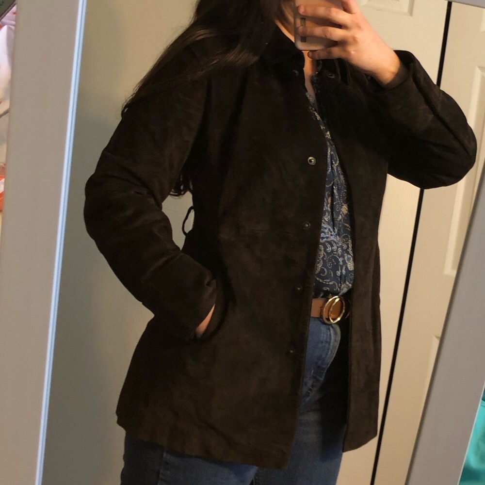 Banana Republic brown suede trench jacket